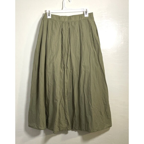 DKNY Womens Green Pleated Cotton Skirt With Side Pockets Size Small - Picture 3 of 11